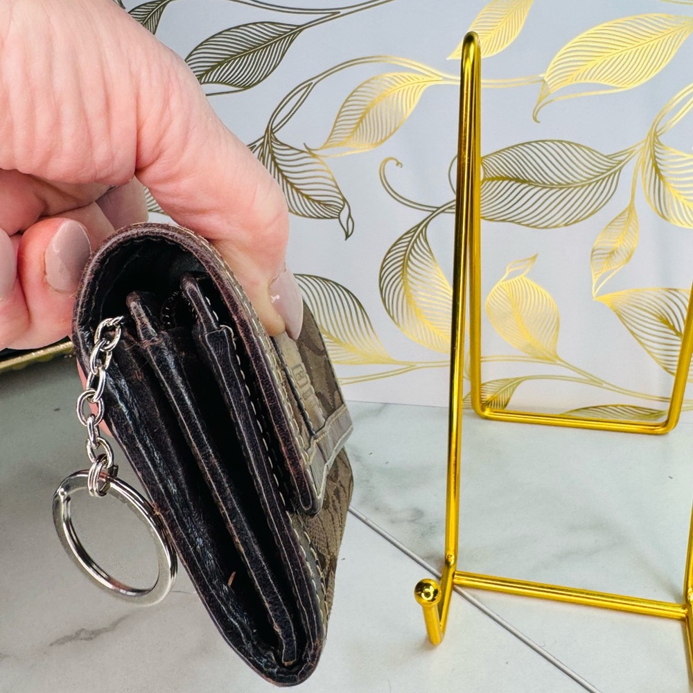 Coach Brown Signature wallet key chain - Picture 3 of 6